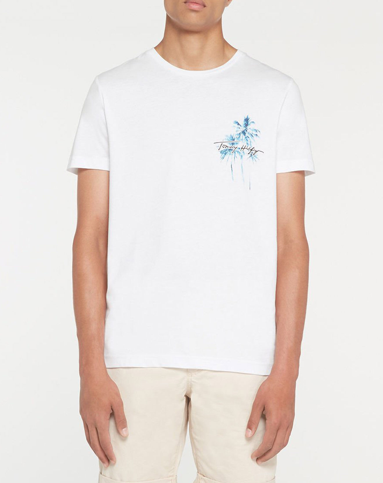 Tommy Hilfiger T-Shirt 100% Coton Bio Palm blanc