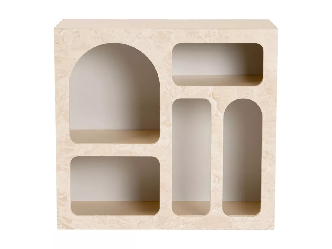 Console avec 5 niches - Effet marbre beige - LUELA