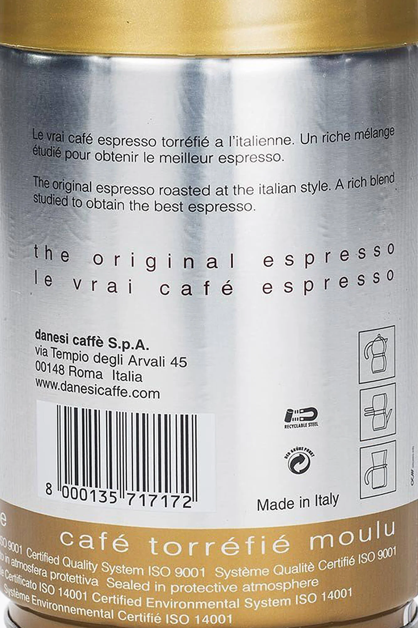 DANESI Caffè Espresso ORO gemahlen 250g Dose