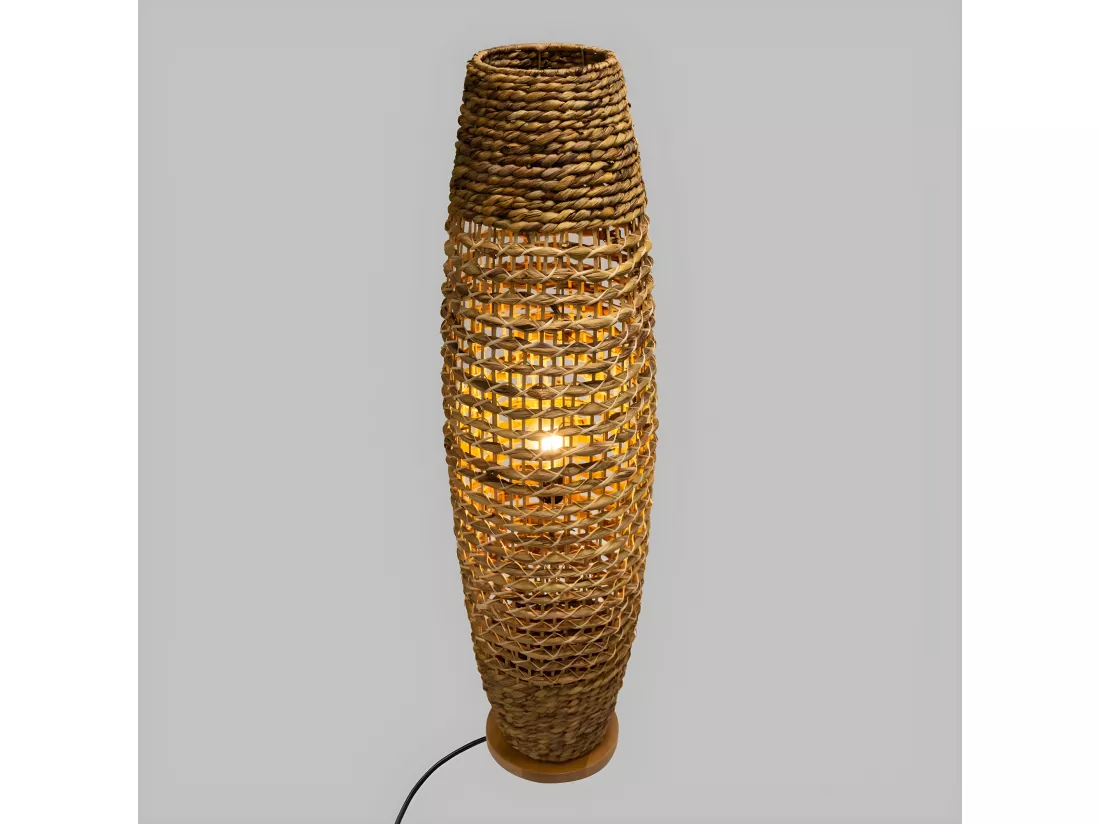 Lampadaire en métal et bois naturel H 118 cm