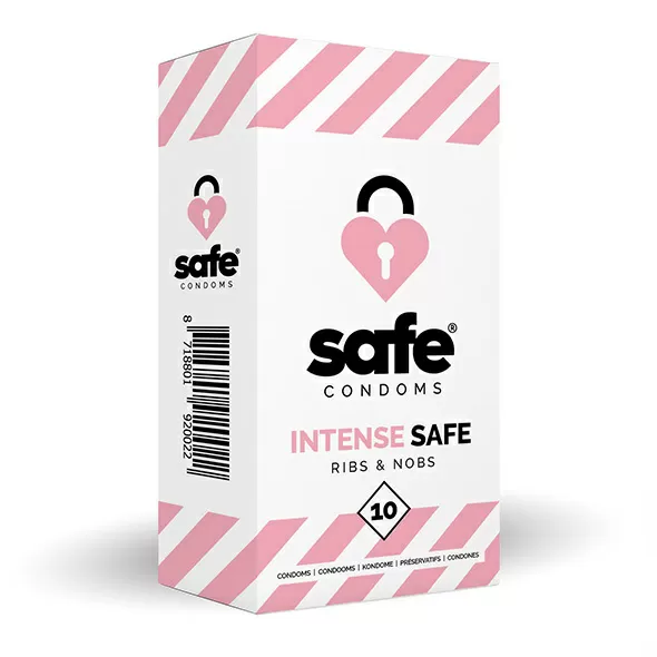 SAFE kondomer, Intense Safe Ribs & Nobs - 10 stk.