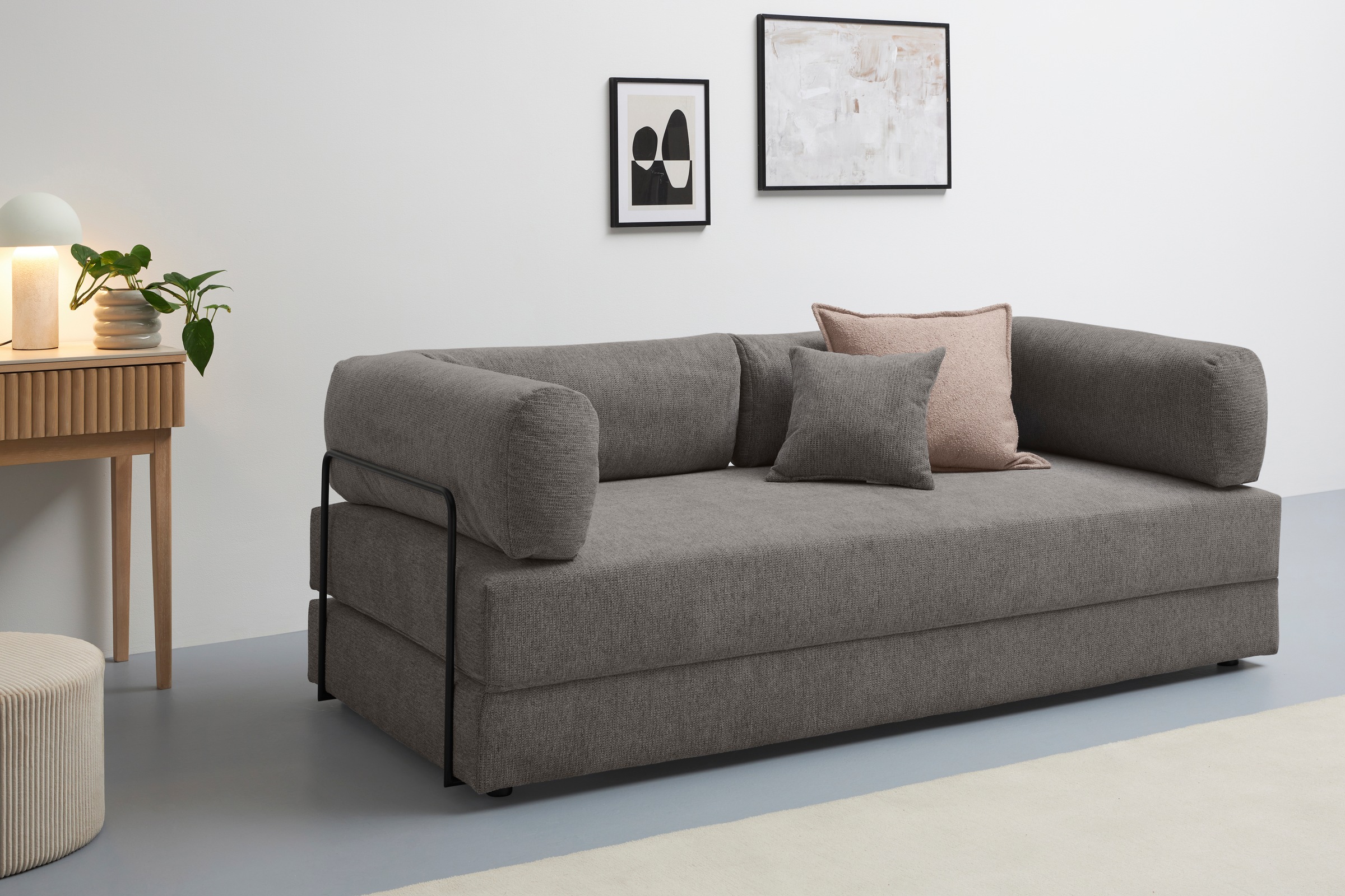 homsy by Ana Johnson Schlafsofa »Folda, Dauerschläfer, Breite 206 cm, Liegefläche 181x198 cm« mit Bett-/Schlaffunktion, inkl. 1x Zierkissen, Tonnentaschenfederkern