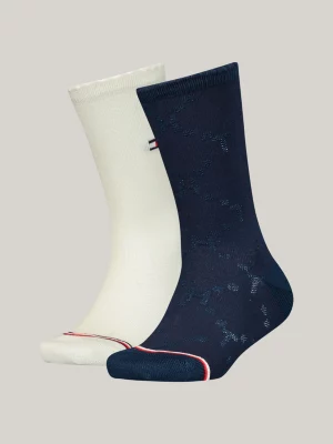 Pacote com 2 pares de meias Classics TH com monograma e borda ondulada.