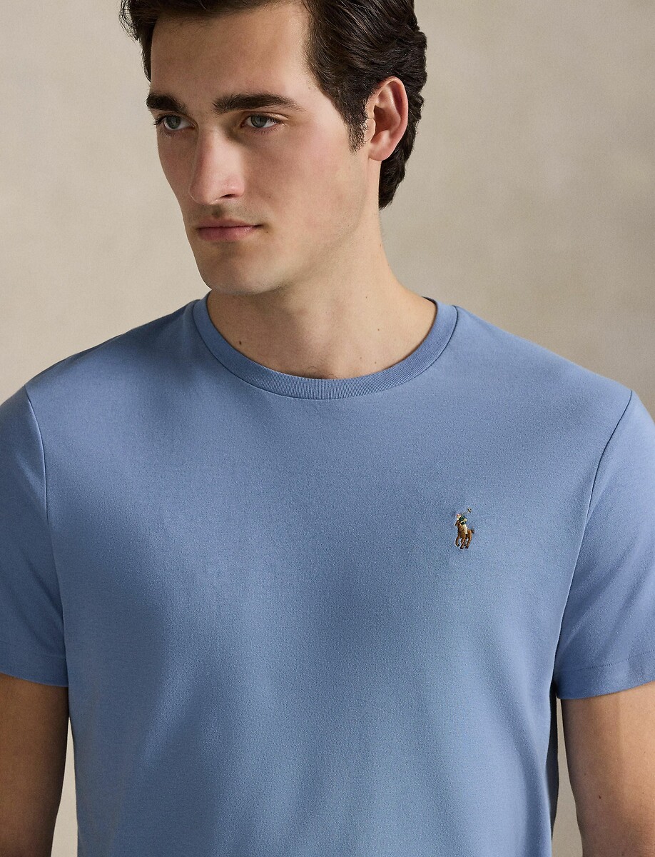POLO RALPH LAUREN<br>Camiseta reta com gola redonda em malha interlock