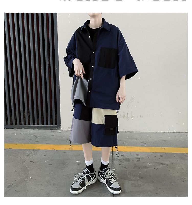 Antaeus - Set: Color Block Shirt met korte mouwen + Shorts