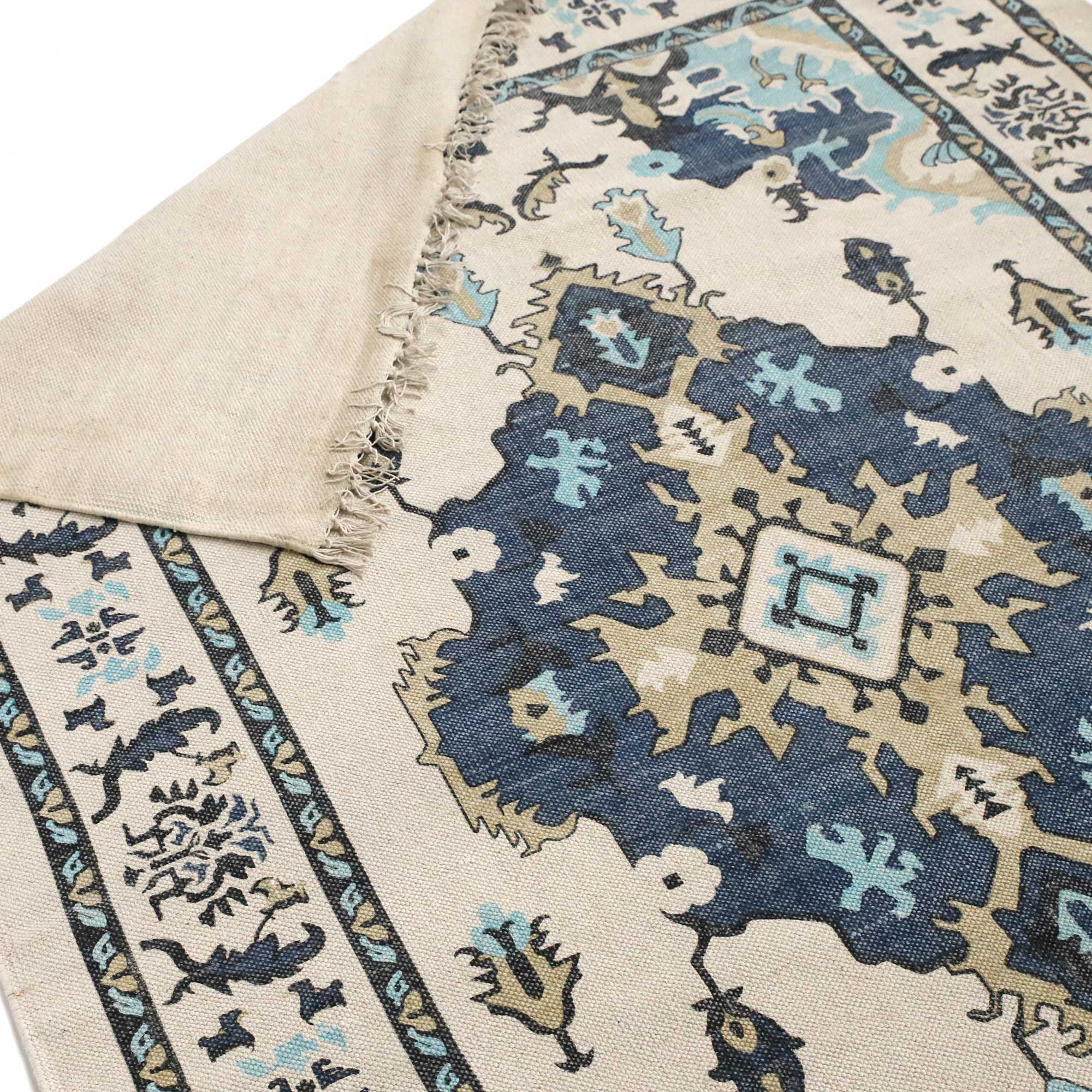 Teppich 'Nisha', weiß, blau, B 200 cm, L 140 cm von fischer's lagerhaus