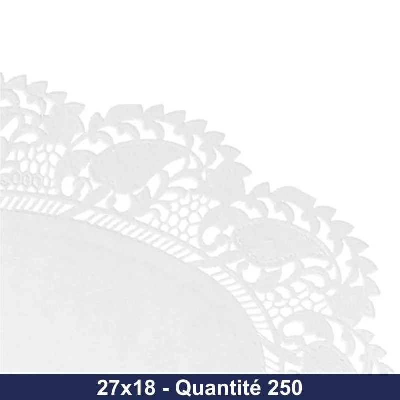 GDP - Napperon en dentelle ovale blanc - 27x18cm - x250
