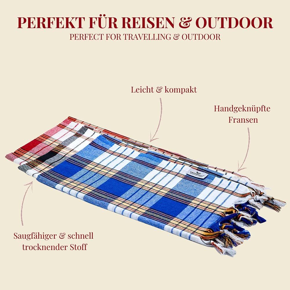 Carenesse Hamamtuch Classic Set Set rot, schwarz, blau, 80 x 170 cm