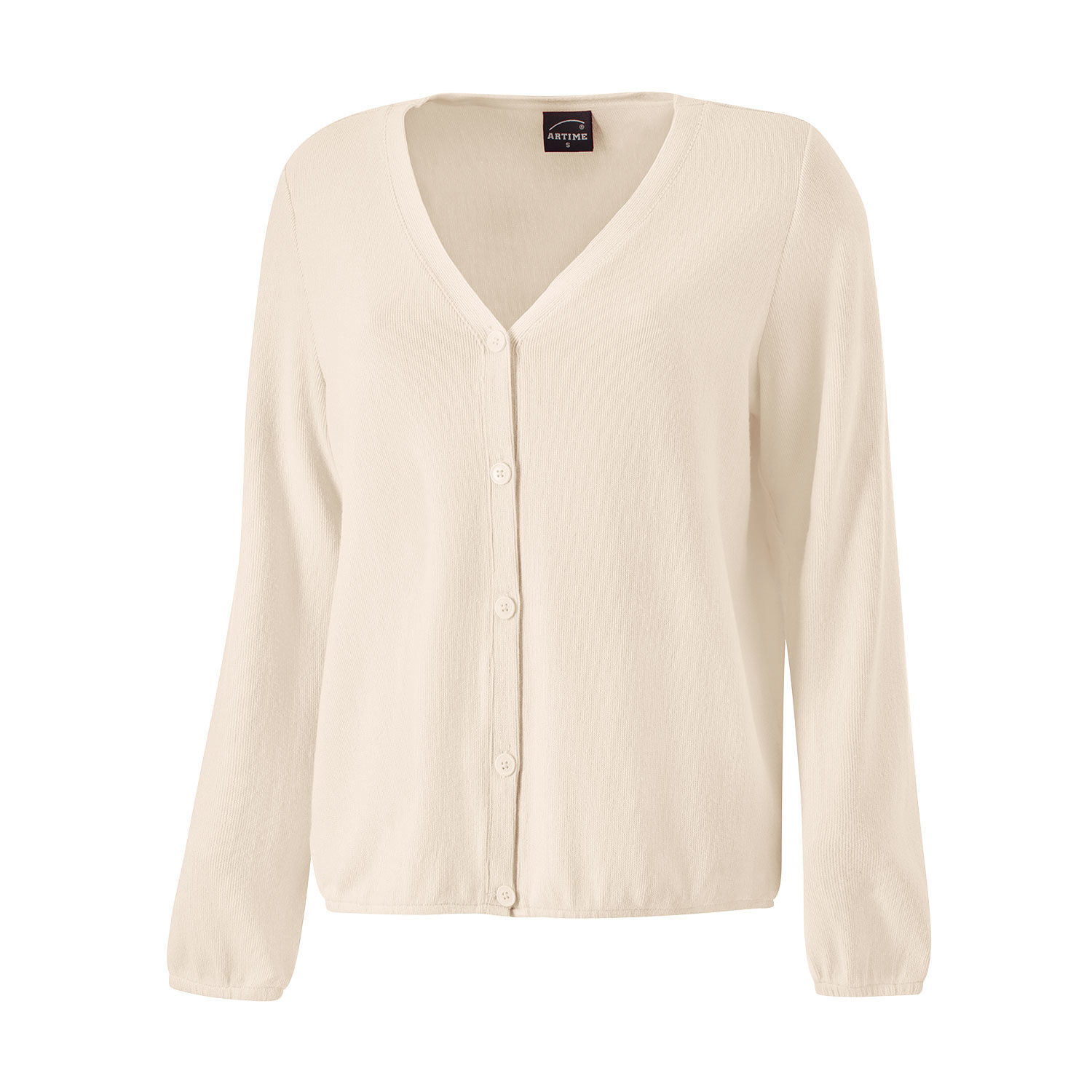 Langarm V-Neck Cardigan mit feiner Struktur und Knopfverschluss