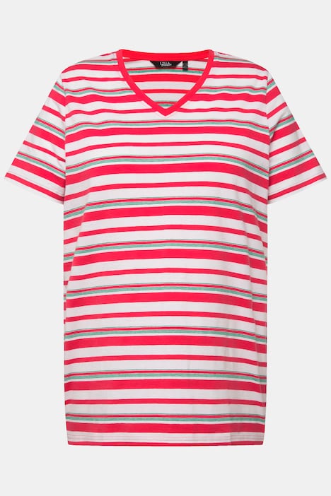 Shirt, Ringel, Classic, V-Ausschnitt, Halbarm