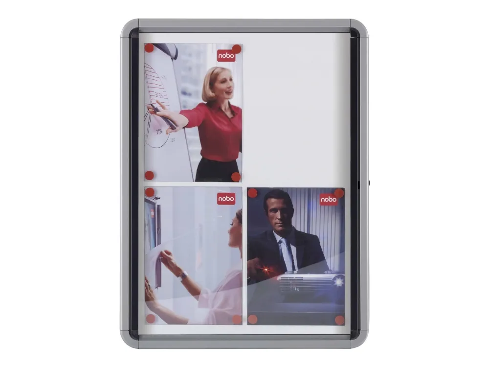 Nobo Premium Plus magnetisk låsbart opslagsskab med hængslet låge 8xA4 Hvid