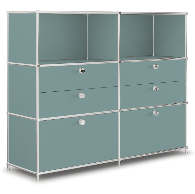 Highboard VEROM, 6 Schubladen, 2 Fächer, mint