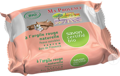 Ma Provence Savon Bio À L'Argile Rouge Naturelle Parfum Bois De Provence Peaux Sensibles 75g