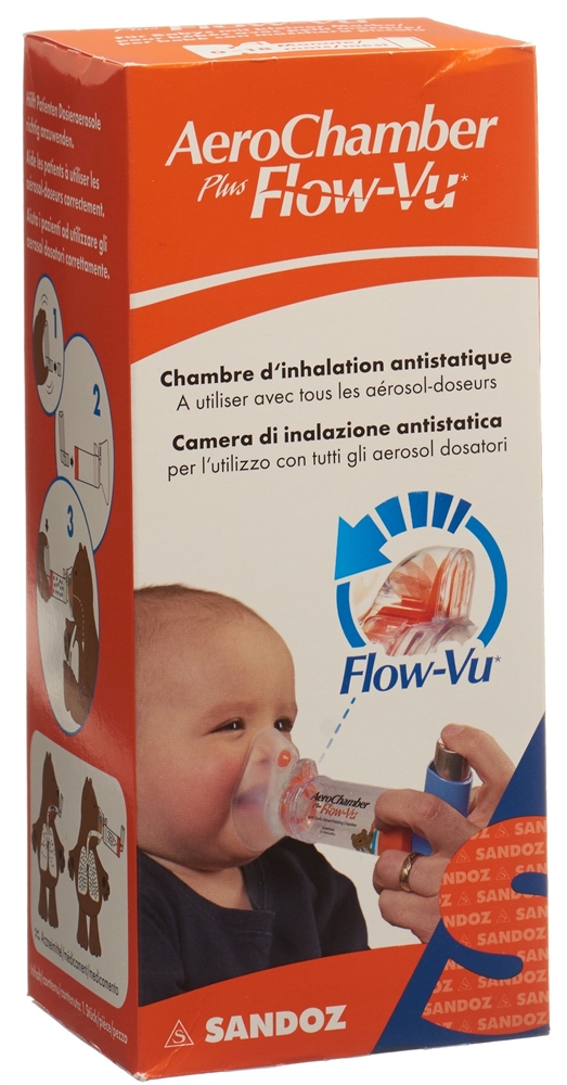 AEROCHAMBER PLUS Flow-Vu mit Maske (0-18 Monate)<br>1 Stück, orange