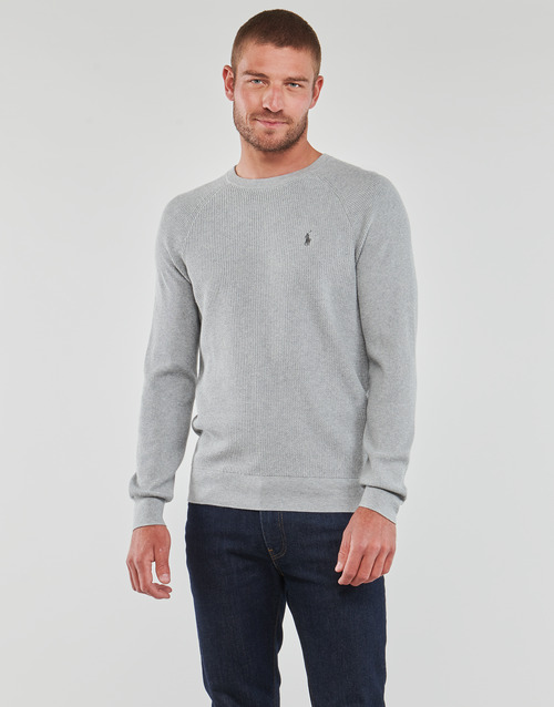 Polo Ralph Lauren - PULL COL ROND EN COTON TEXTURE Gris