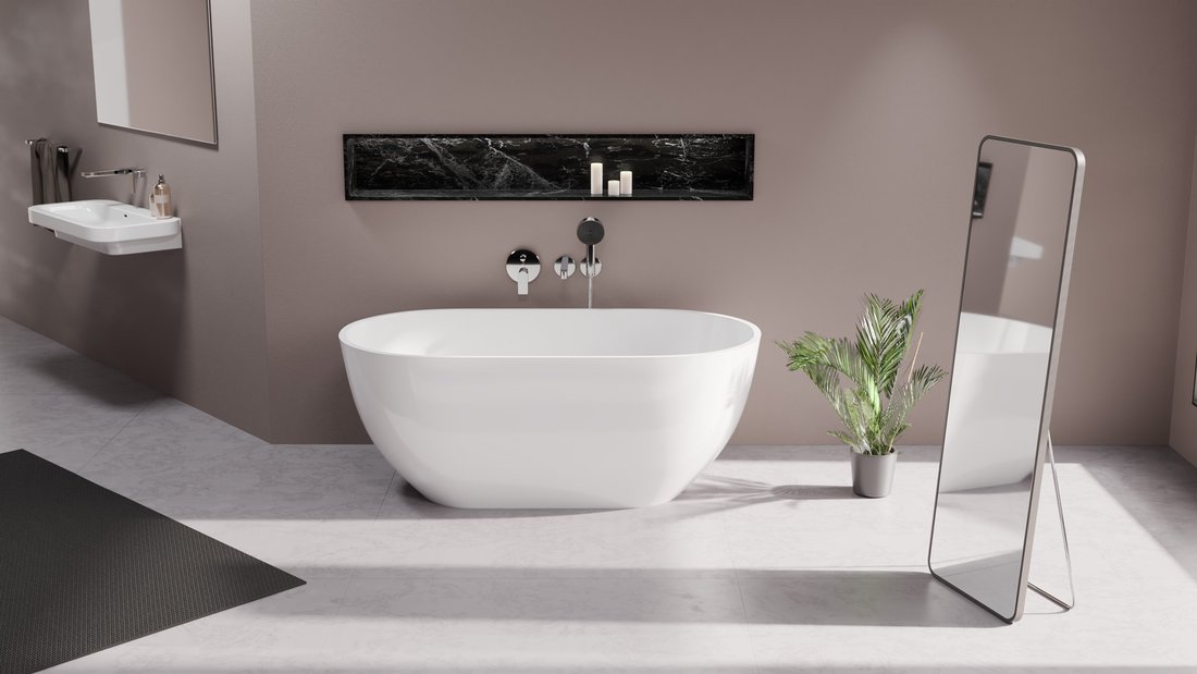 Polysan Reduta vrijstaand bad wit gegoten marmer 170x80x46cm
