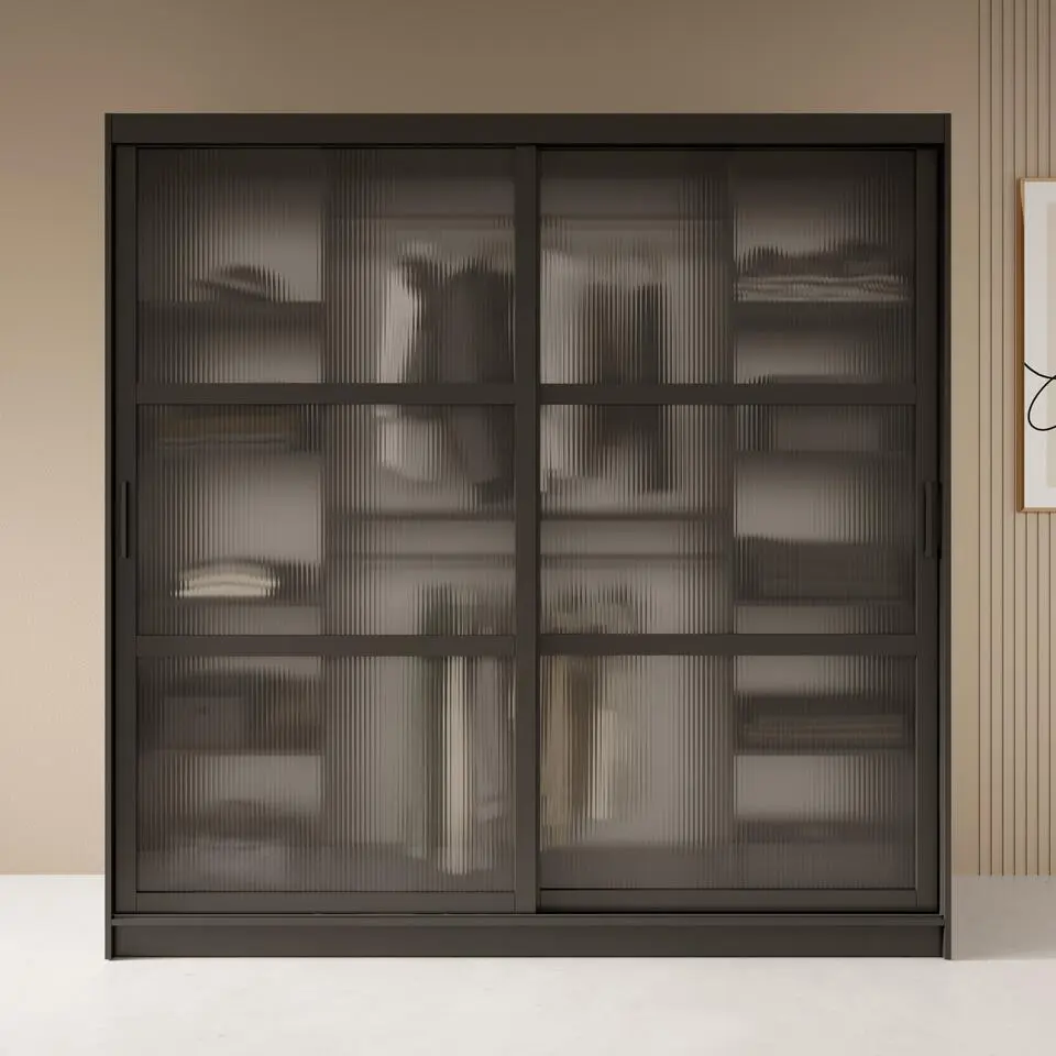 Meubella - Kledingkast Fessaro - Zwart - 200 cm