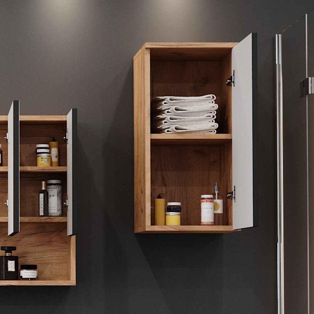 Vicco Hängeschrank Irma Eiche Anthrazit 30 x 59 cm 2 Fächer Badezimmer