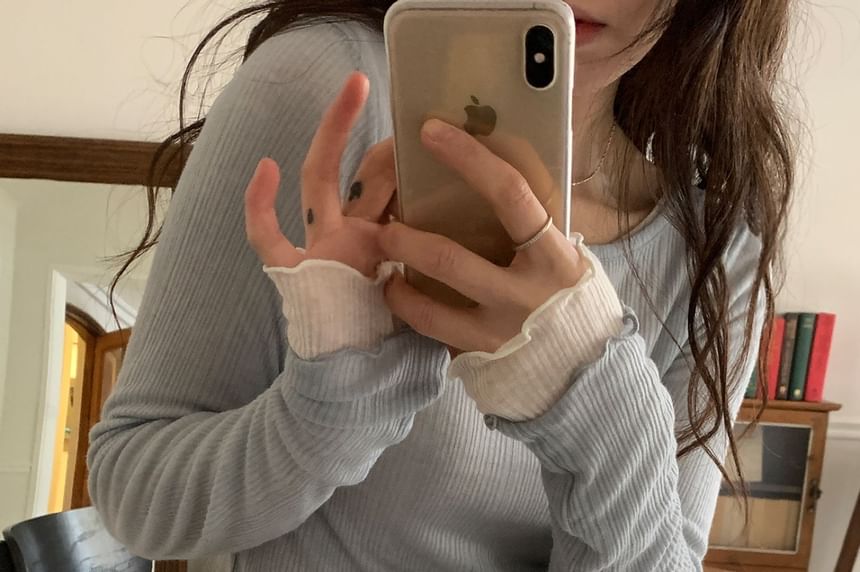 SeoulPop - Effen doorschijnende top met lange mouwen