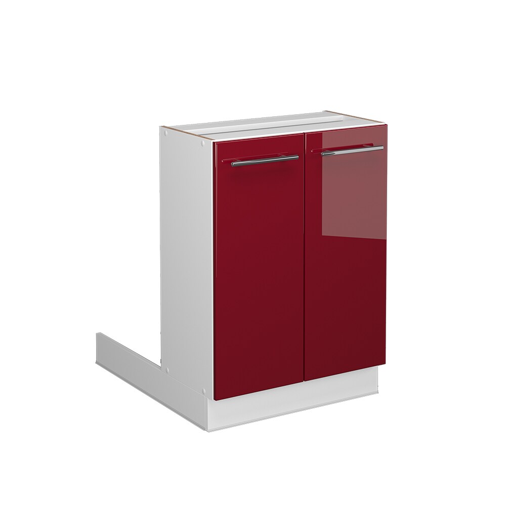 Vicco Regalinselunterschrank Küchenschrank Küchenmöbel Fame-Line Weiß Bordeaux Rot 60 cm modern Hochglanz Küche Einbauküche Kücheninsel Drehtür Einlegeboden Blende Küchenunterschrank Küchenzeile