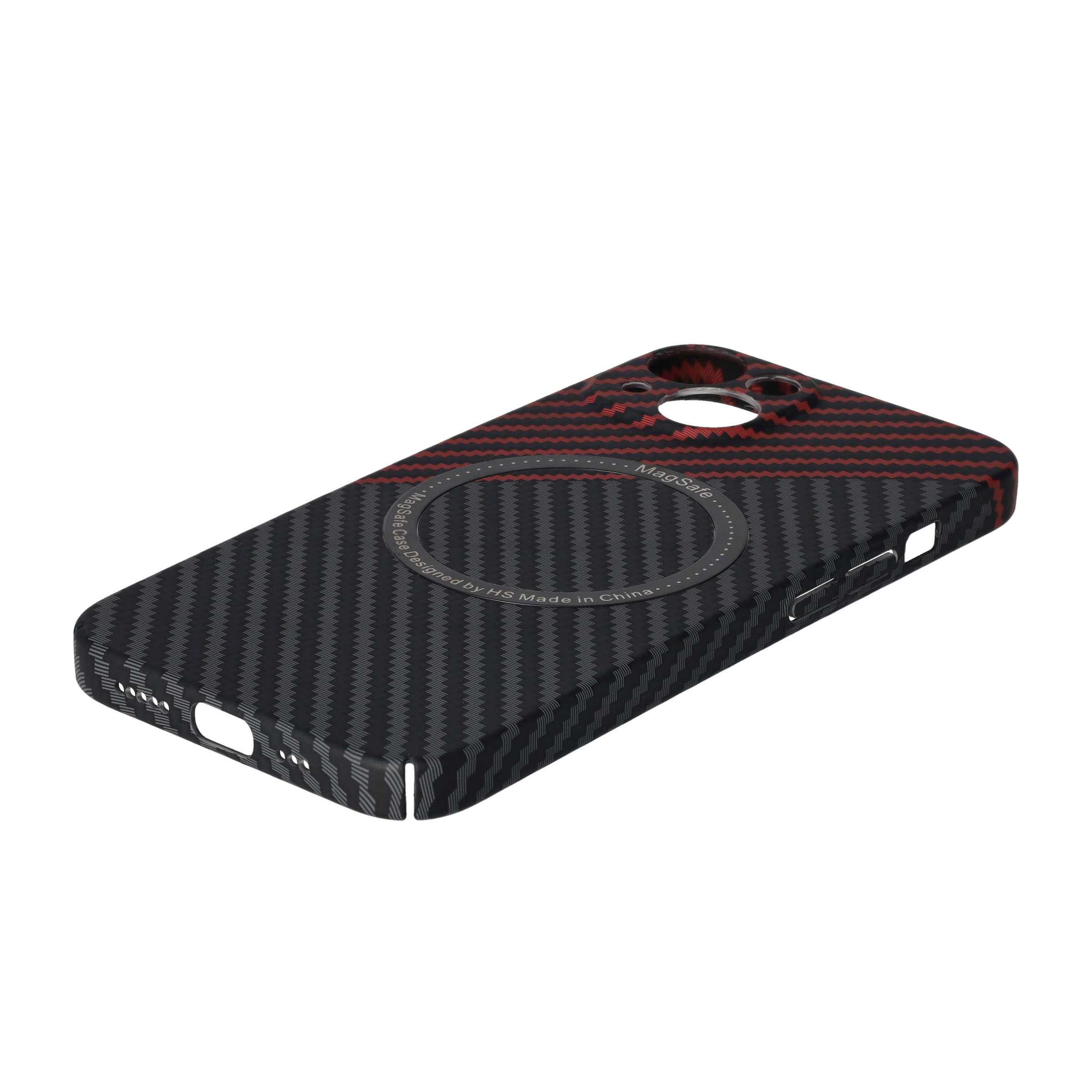 iPhone 13 MagSafe Hardcase Hülle im Carbon Look - Schwarz / Rot