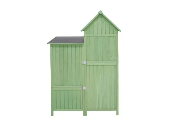 Abri de jardin en bois de sapin - remise à outils avec 2 étagères intégrées - H 173 cm - toit imperméable en PVC - Vert