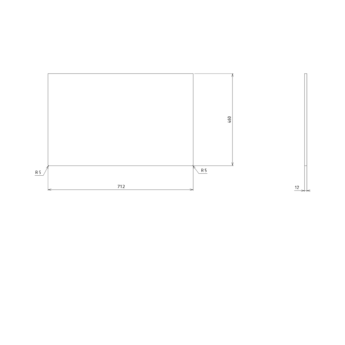 Sapho Skara wastafelblad solid surface 70cm zwart