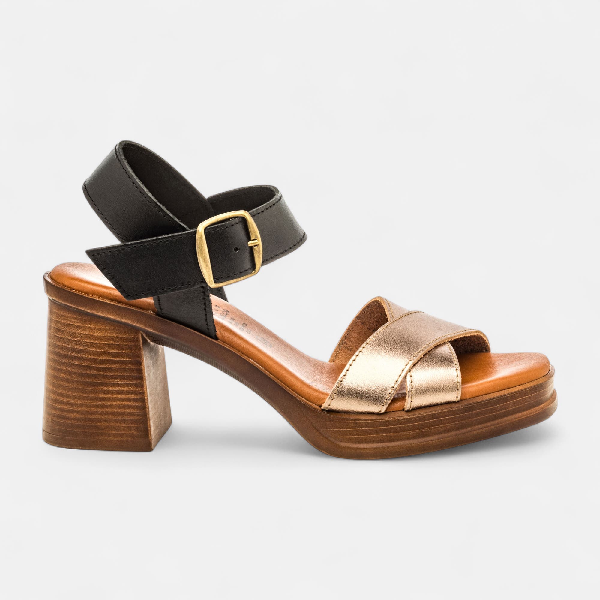 Nu-pieds à talon Femme en cuir or