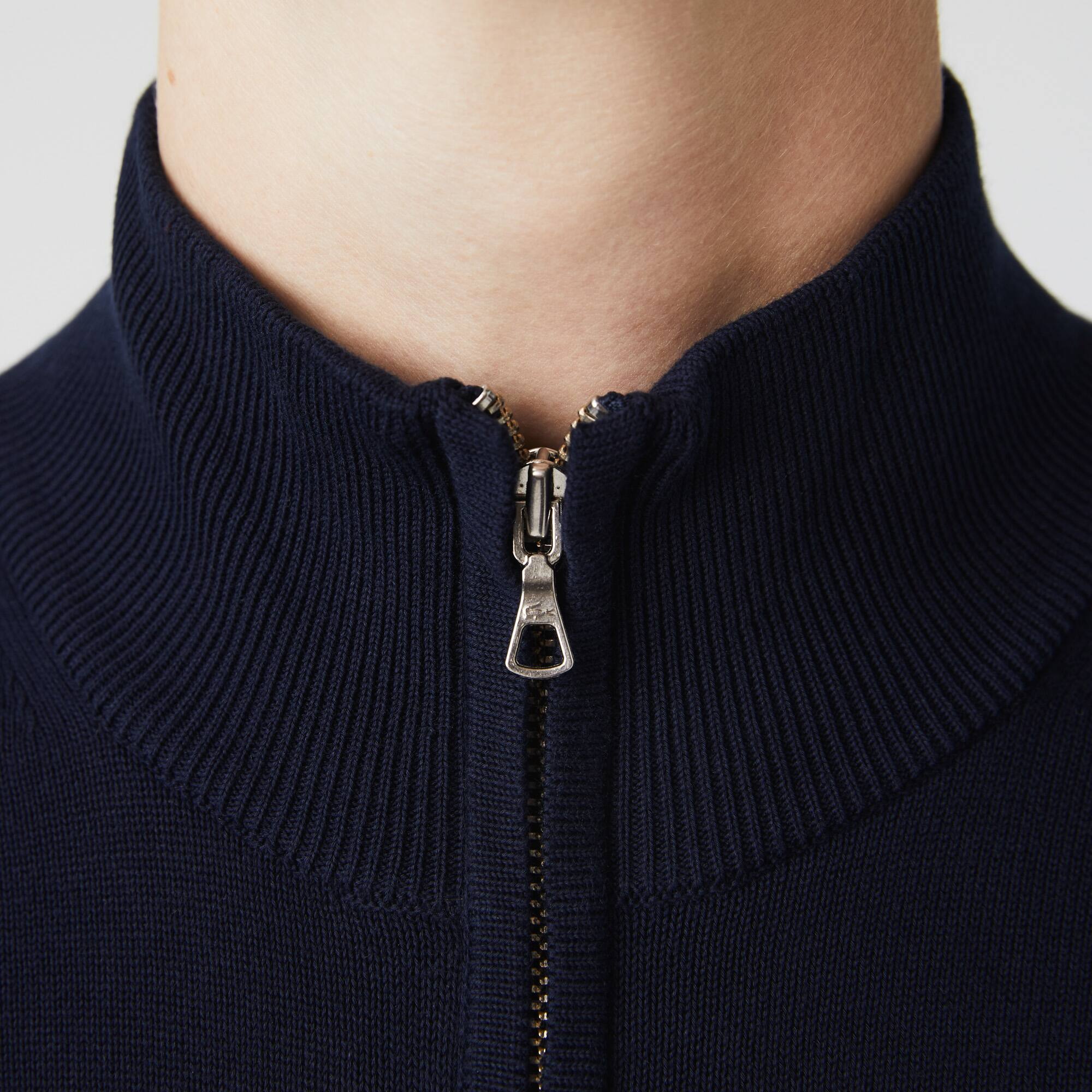 Herren Baumwollpullover aus Bio-Baumwolle mit Stehkragen Pullover - Blau - Lacoste - Herren