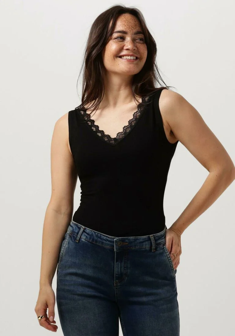 BY-BAR zwarte by-bar top lace singlet