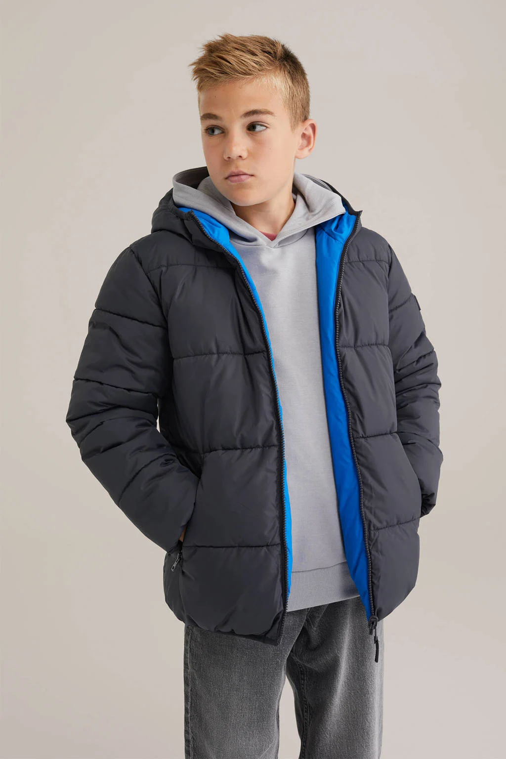 WE Fashion Blue Ridge reversible jas blauw