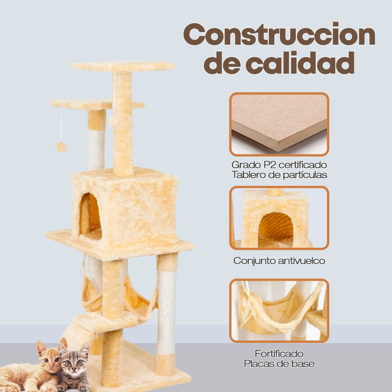 Arranhador Edipets de 4 níveis com rede bege para gatos