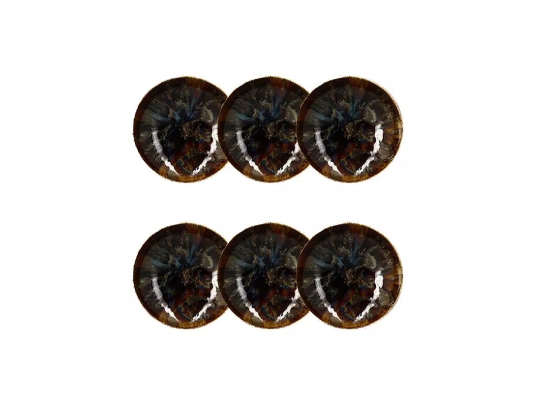 Novastyl - Lot 6 Assiettes Calottes Volcano 21cm En Porcelaine Marron