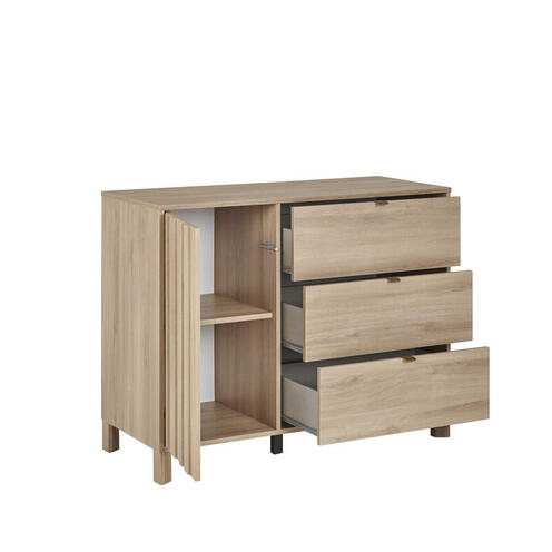 Commode 1 porte 3 tiroirs CALYPSO Chêne du bocage - GALIPETTE