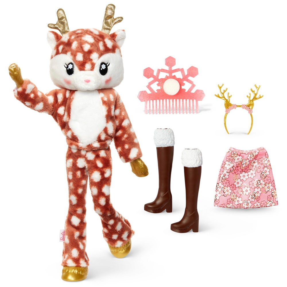 Barbie Cutie Reveal Puppe mit Hirsch-Plüschkostüm und 10 Überraschungen