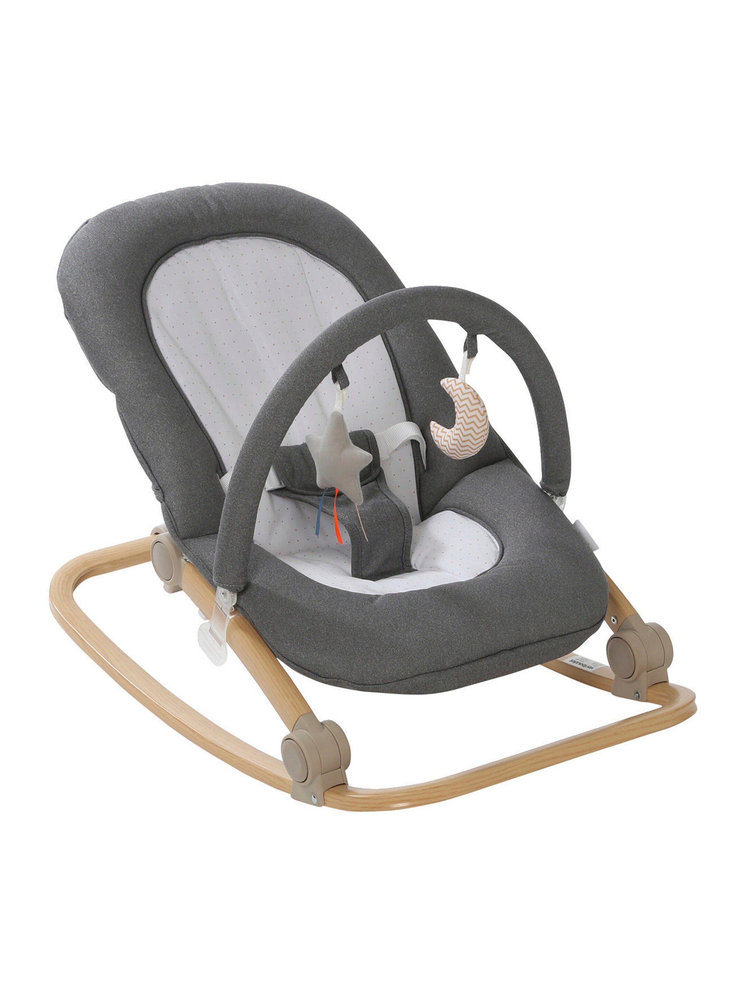 Vertbaudet Babywippe mit Spielbogen BABYDREAM grau/weiß