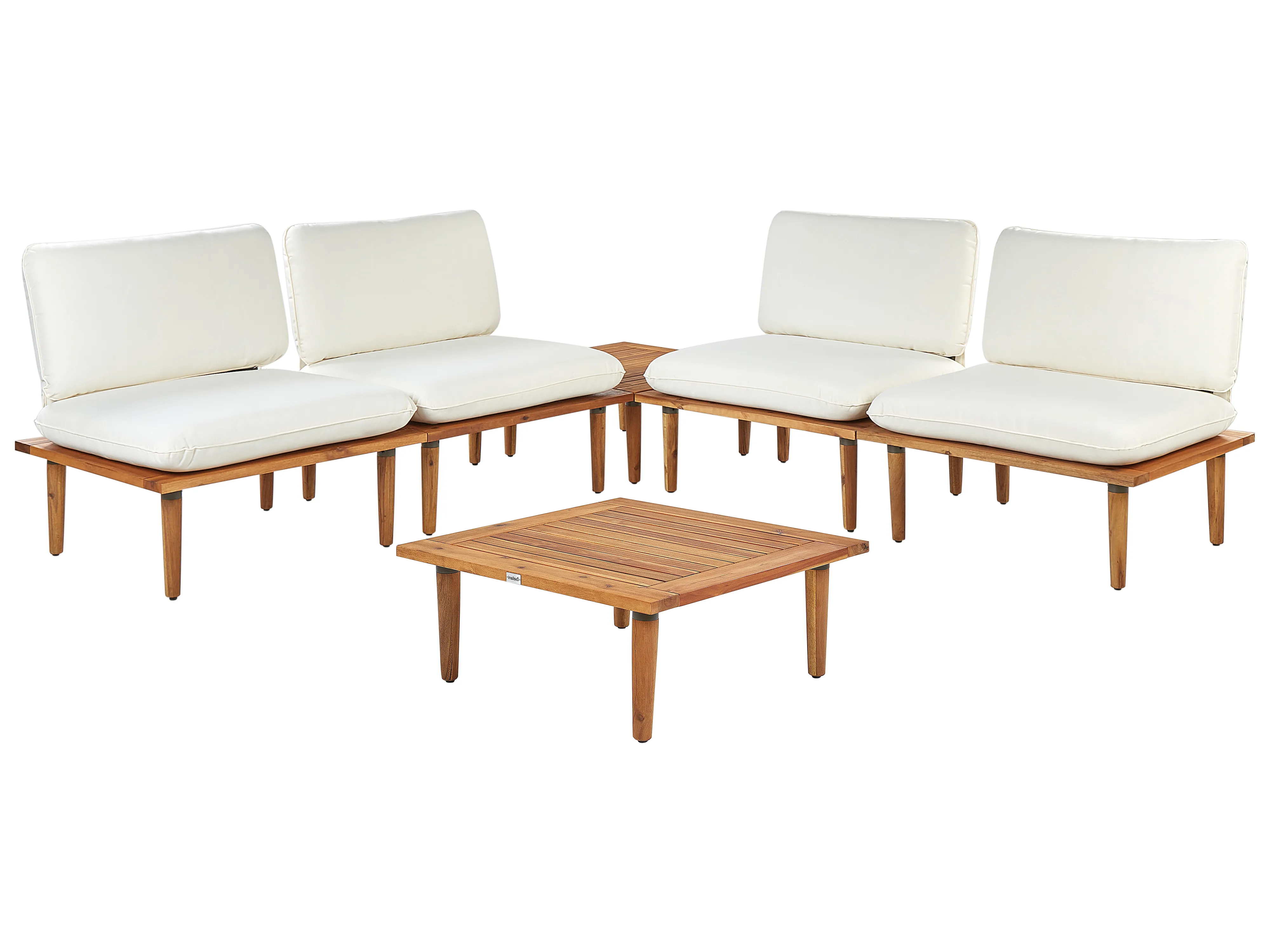 Loungeset met tafel 4-zits FRASCATI modulair Gecertificeerd acaciahout Gebroken wit