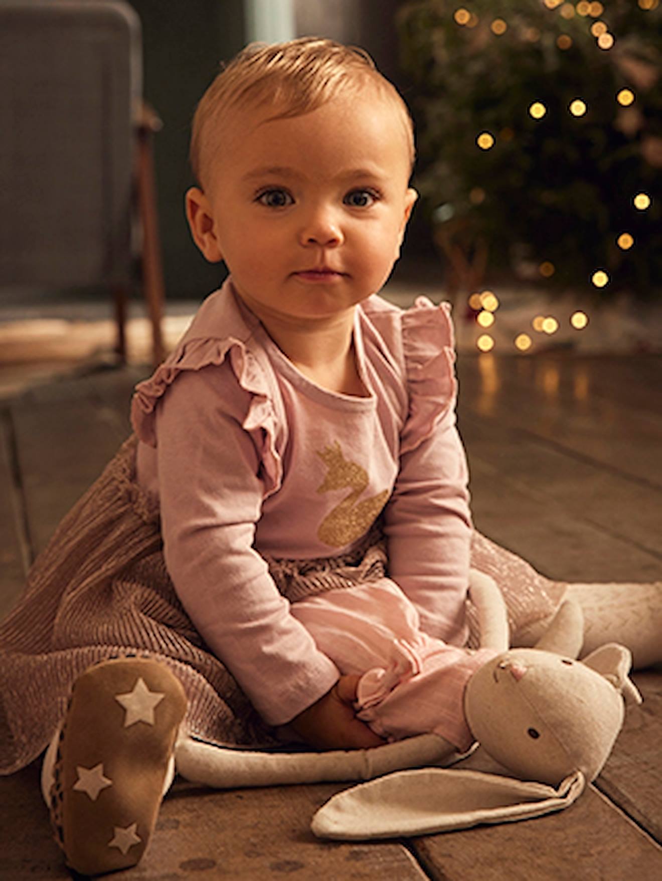 Vestido infantil 2 em 1, azul médio, liso com estampas.