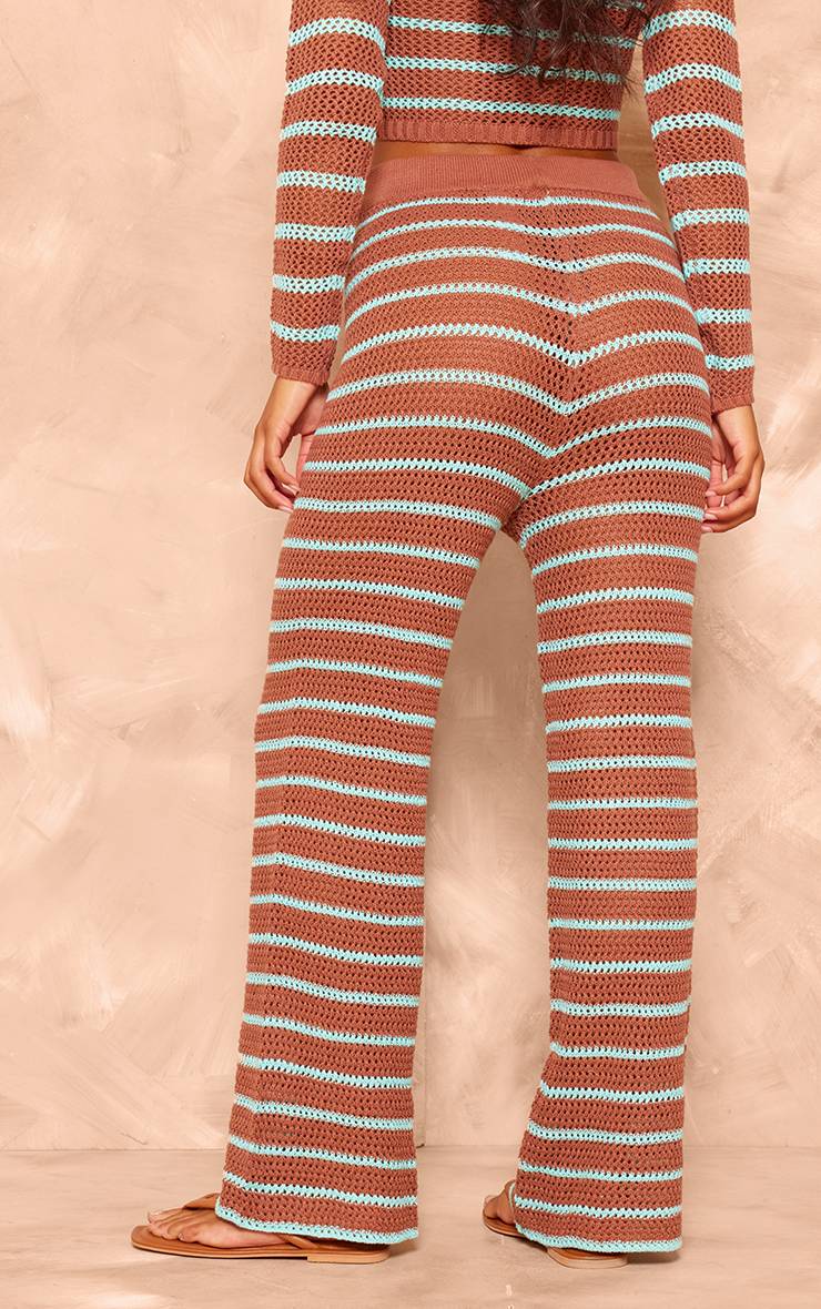Moka Pantalon Large En Crochet Tricoté À Rayures