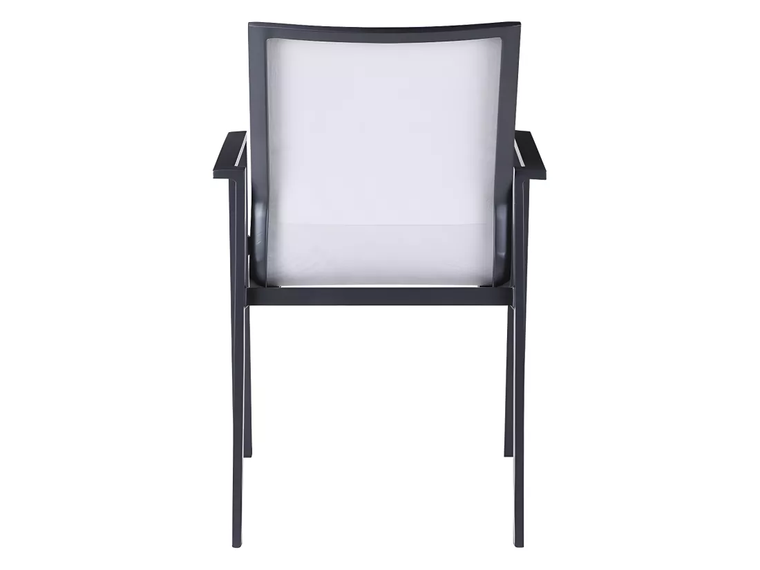 Lot de 2 fauteuils de jardin empilables en aluminium et textilène - Gris clair et noir - VALERA de MYLIA