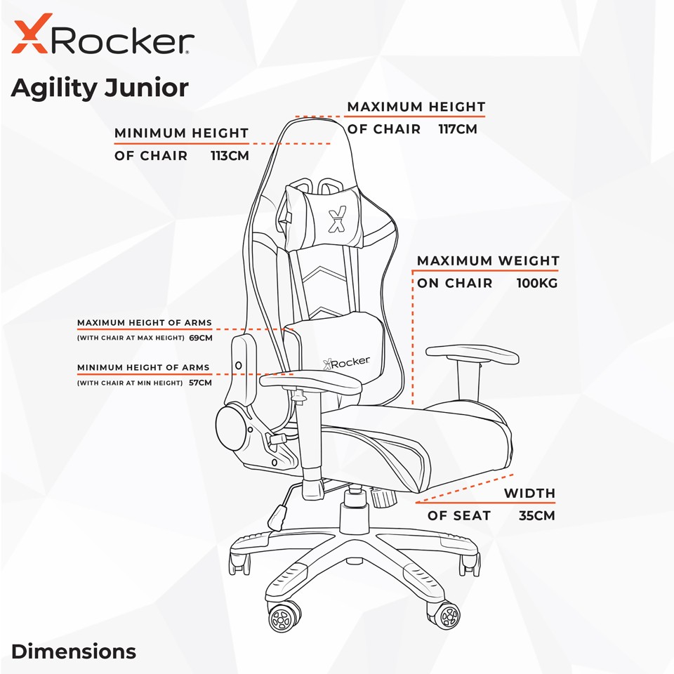 XROCKER AGILITY SPORT ESPORT PC OFFICE GAMING CHAIR - CARBON BLACK