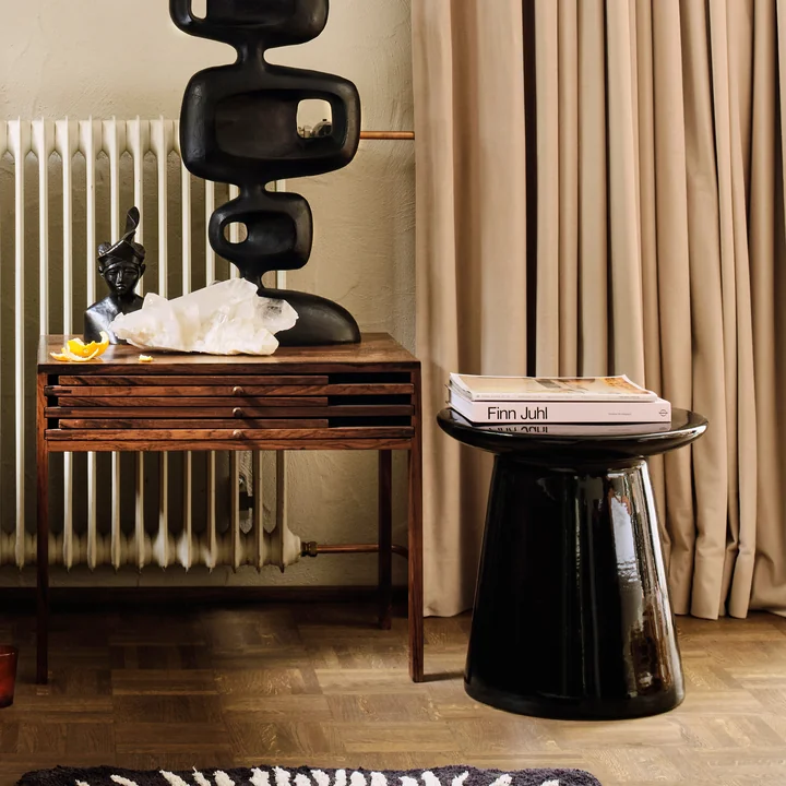 HKliving - Beistelltisch aus Steingut, M, schwarz