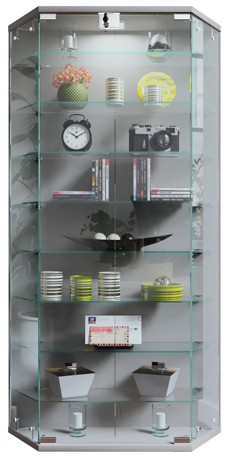Wandvitrine BENILA XL - silber - abschließbar