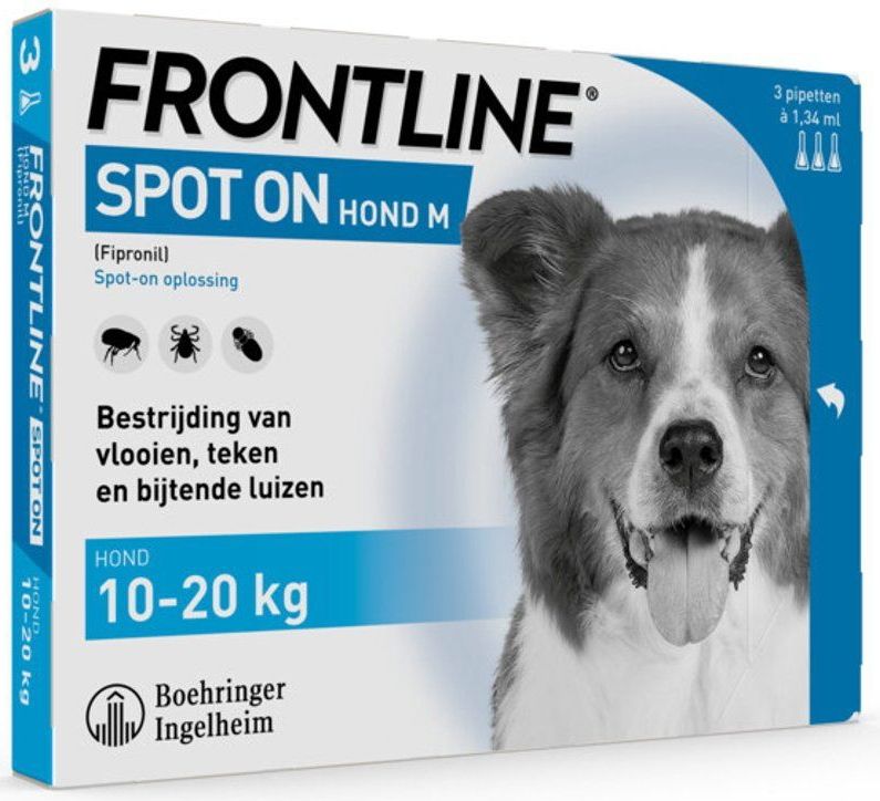 Frontline - Spot On Anti Vlooien en Teken Druppels - Hond - 3 Pipetten