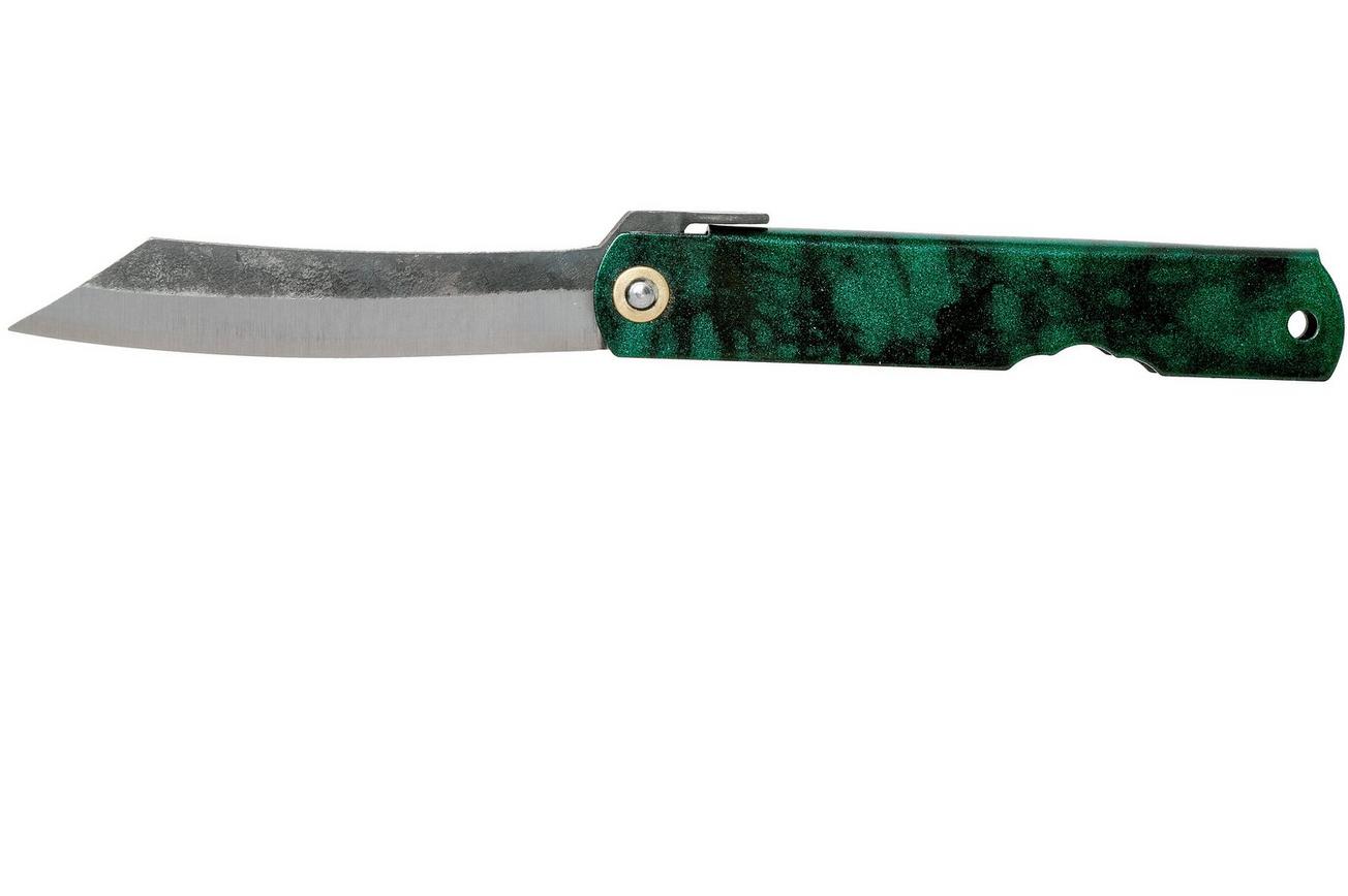 Higonokami zakmes 7,3 cm HIGOCJB, Blue paper steel, Jade Black Green Glitter Enamel