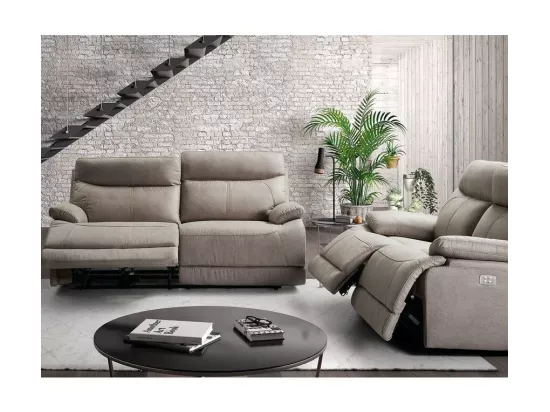 Canapé de relaxation électrique en microfibre Ducka-Couleur Beige-Système Electrique-1 place fauteuil
