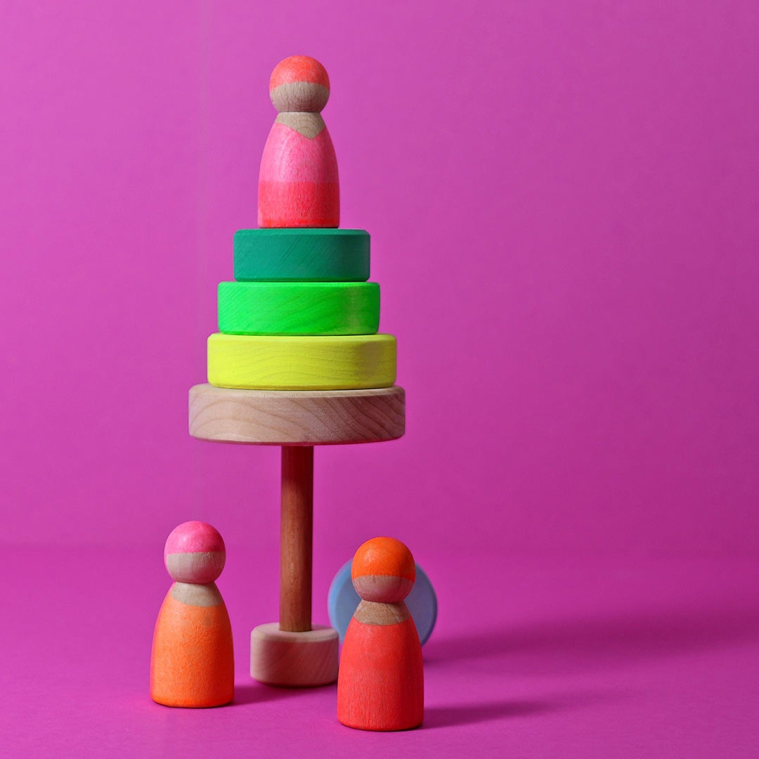 Grimm's stapeltoren neon - groen - 13 cm