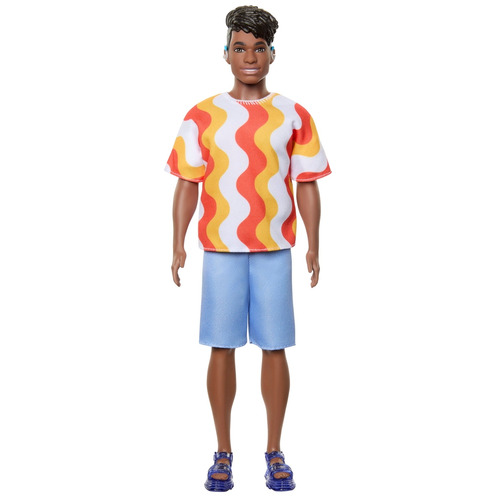 Barbie Fashionista Ken Puppe 220 mit orangefarbenem Wellen-T-Shirt