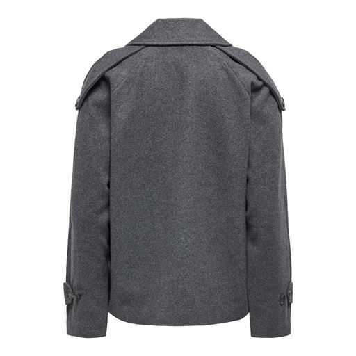ONLY Maisy Short Wool Trenchcoat, Dark Grey Melange, M