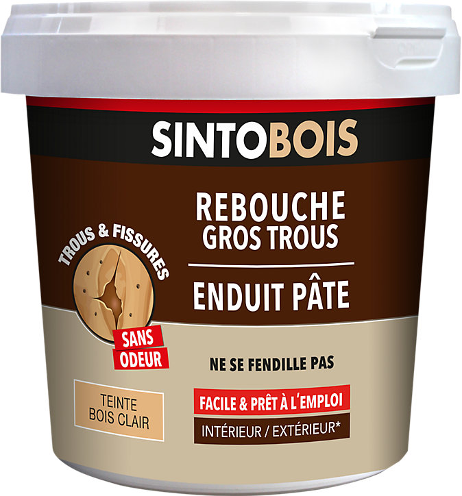 Rebouche gris trous enduit pâte SintoBois 2kg